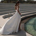 Simple Square Neck Wedding Dresses With Side Slit Elegant Bridal Gown Open Back Design